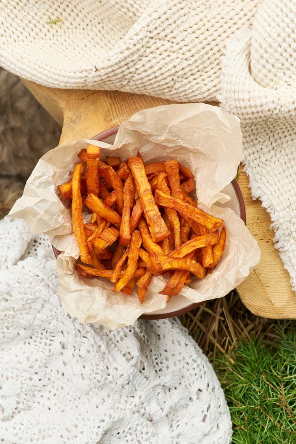Батат фри без лишних калорий, приготовленный без масла, в печи