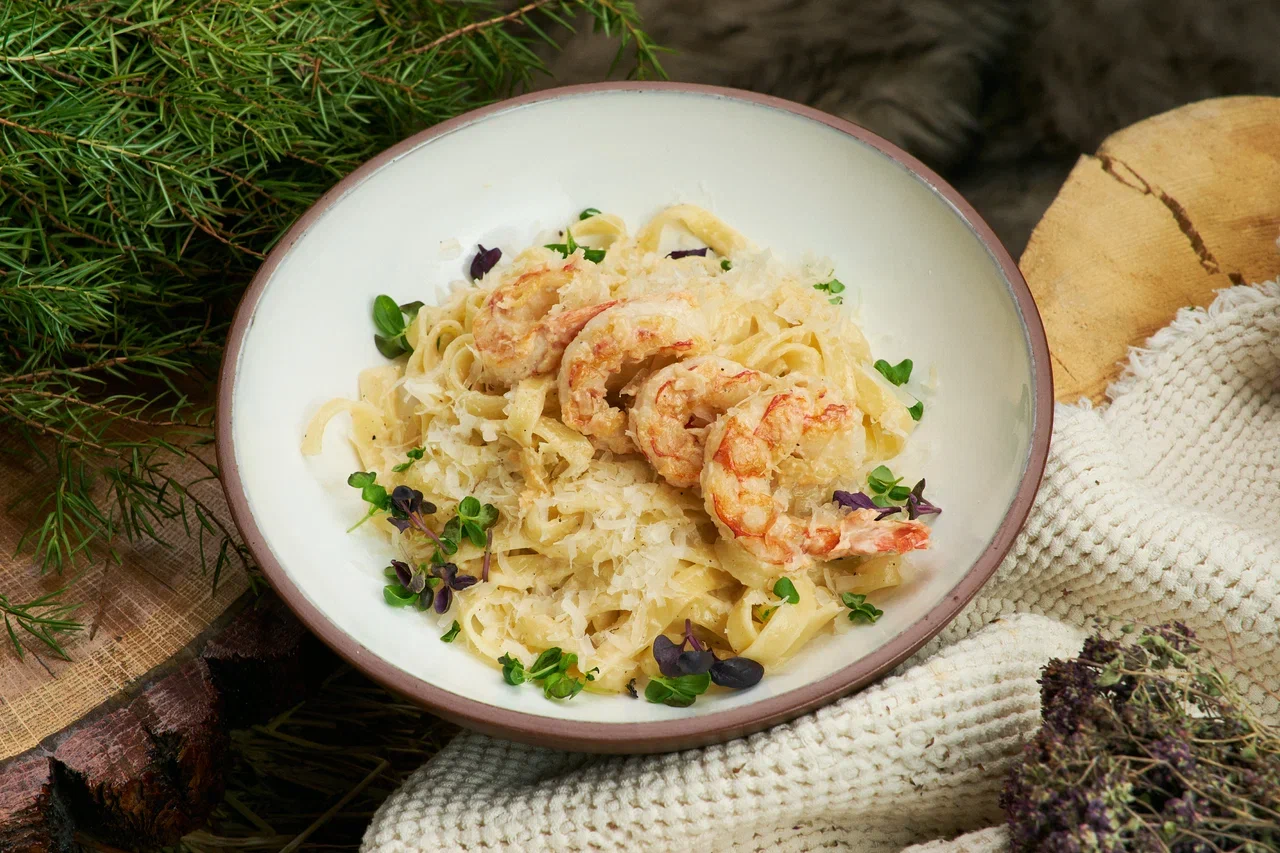Паста с лангустинами в сливочном соусе